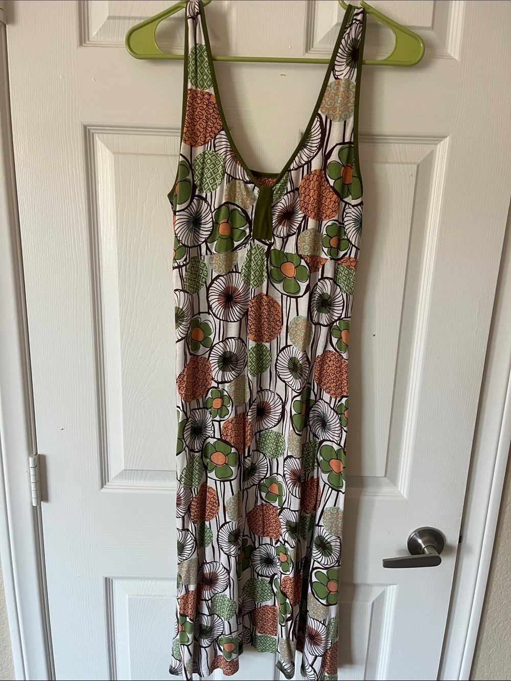 SALAM Sleeveless Floral Print MIDI Dress in Green and Brown
